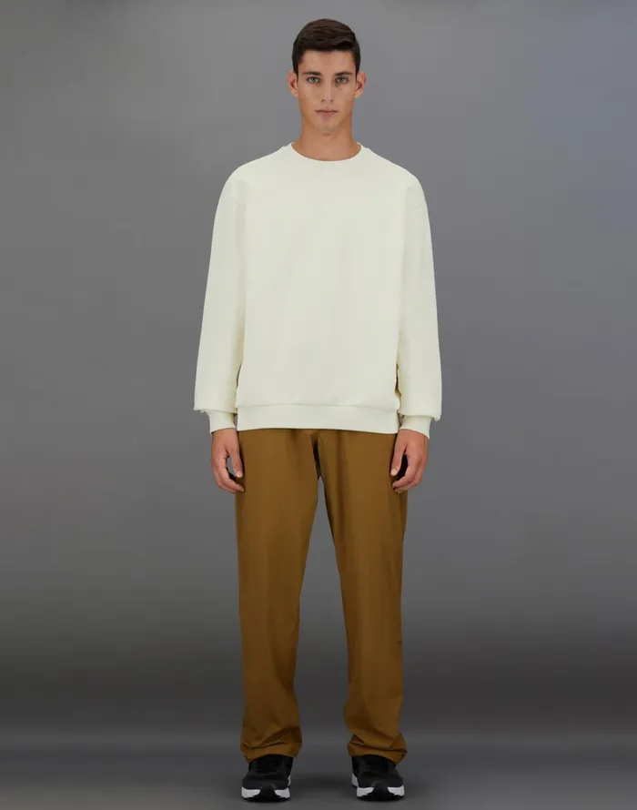 Herno LAMINAR SWEATSHIRT IN HEAVY COTTON Cream Men Sweaters and Cardigan