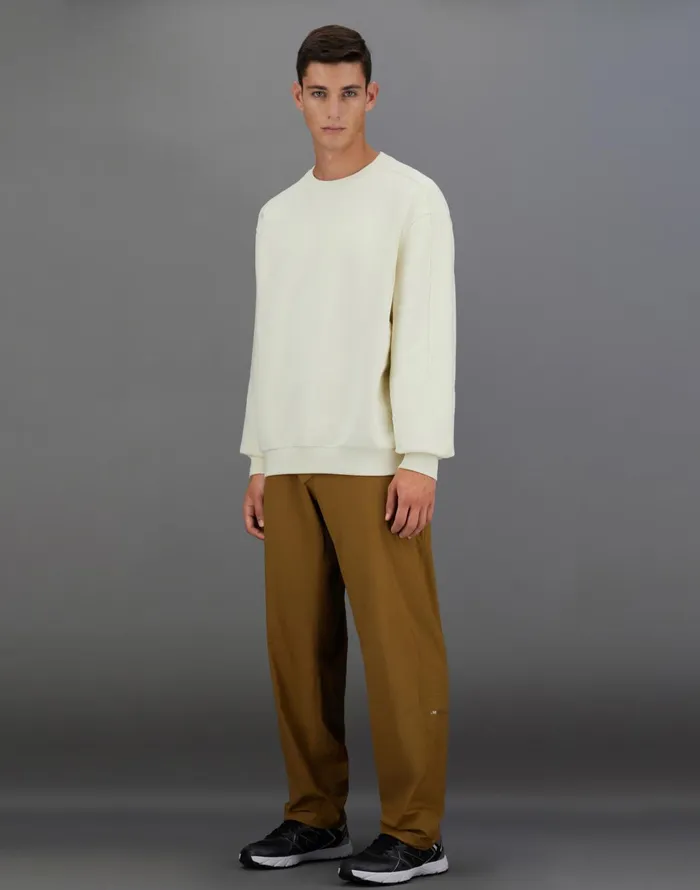 Herno LAMINAR SWEATSHIRT IN HEAVY COTTON Cream Men Sweaters and Cardigan