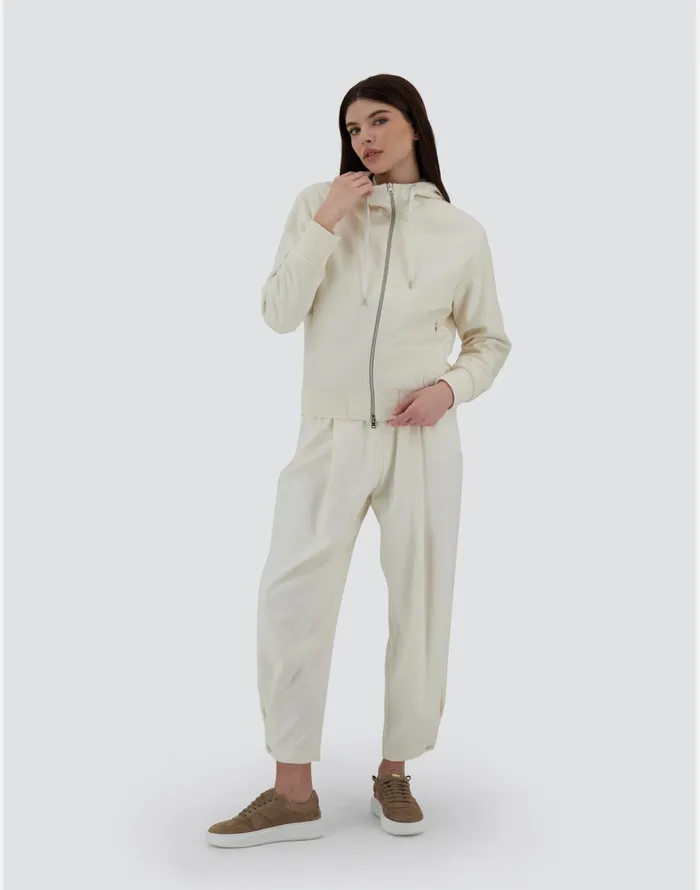 Herno RESORT BOMBER JACKET IN CASHMERE SILK Ivory Women Sweatshirts and Bomber