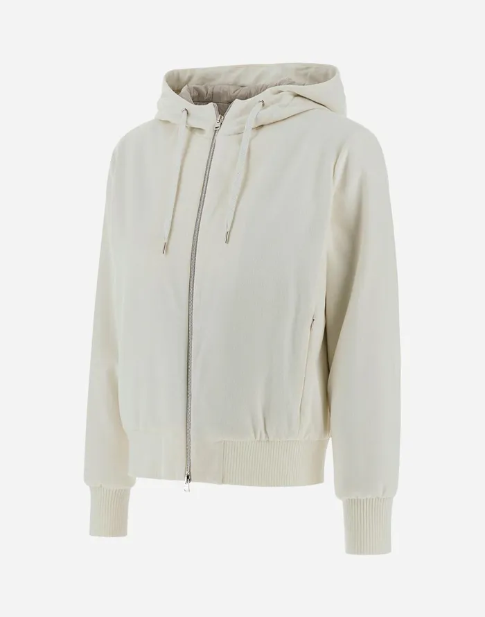 Herno RESORT BOMBER JACKET IN CASHMERE SILK Ivory Women Sweatshirts and Bomber