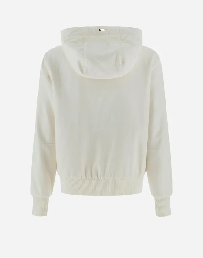 Herno RESORT BOMBER JACKET IN CASHMERE SILK Ivory Women Sweatshirts and Bomber