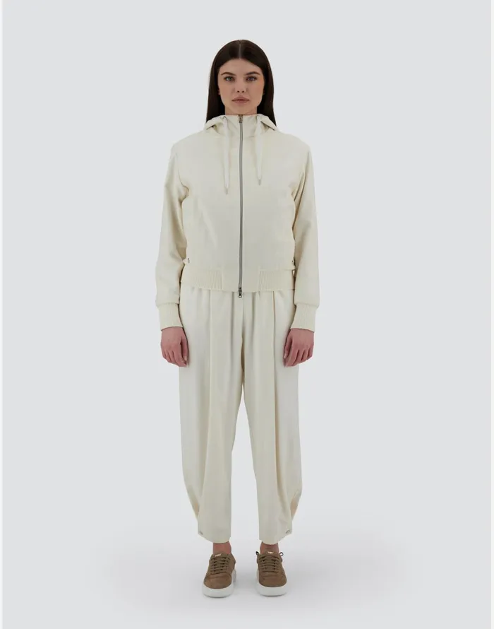 Herno RESORT BOMBER JACKET IN CASHMERE SILK Ivory Women Sweatshirts and Bomber
