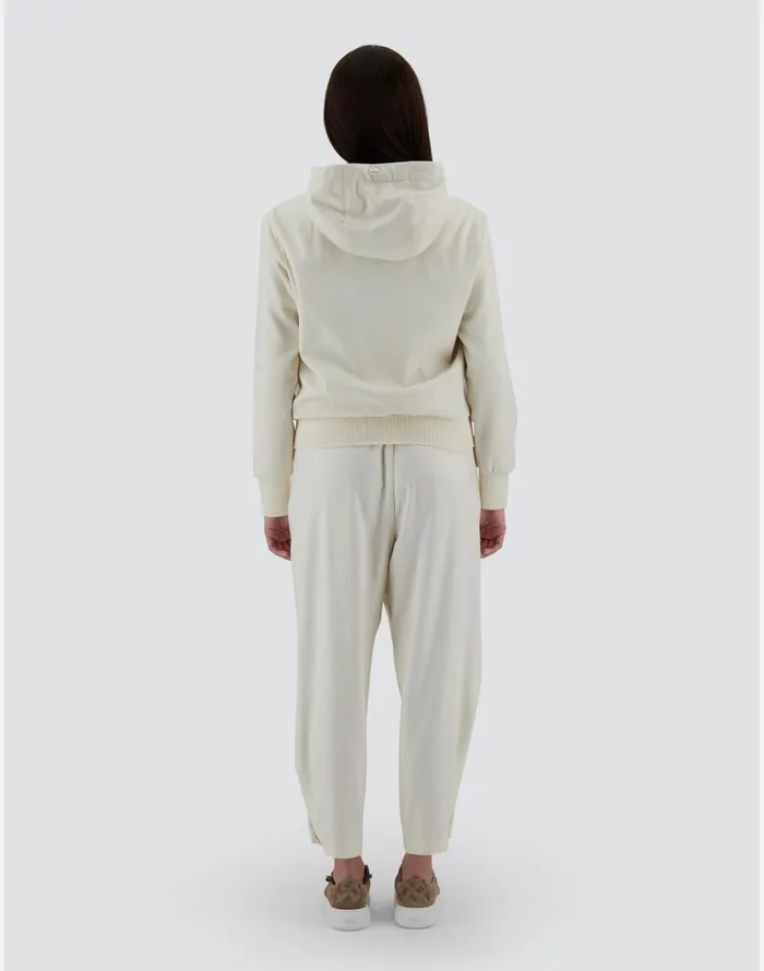 Herno RESORT BOMBER JACKET IN CASHMERE SILK Ivory Women Sweatshirts and Bomber