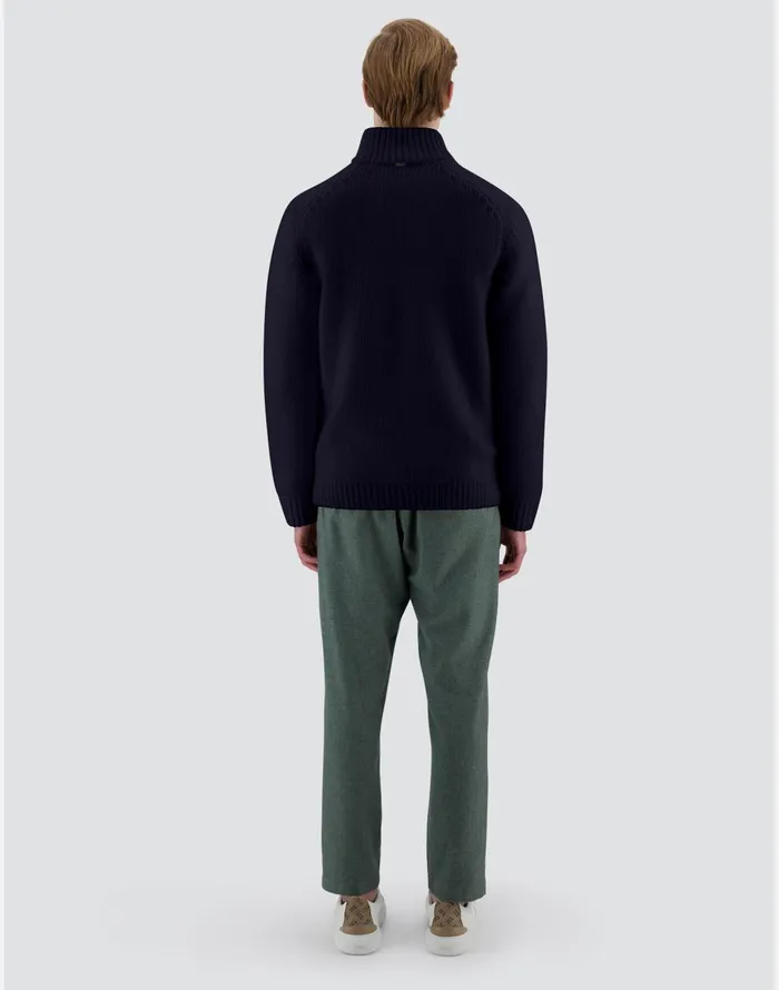Herno RESORT BOMBER JACKET IN INFINITY WOOL Navy Blue Men Knitwear