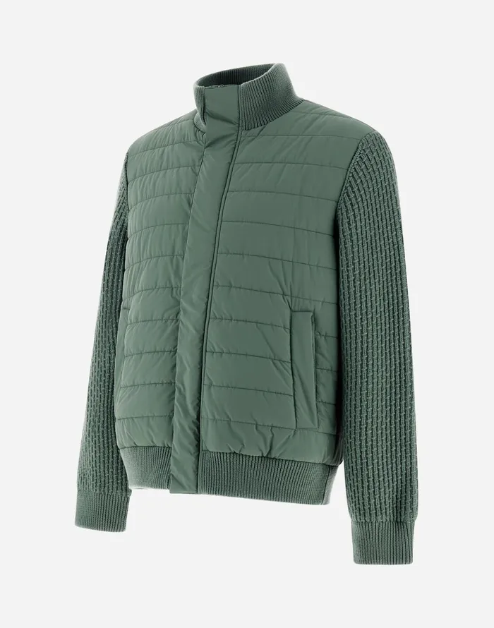 Herno RESORT BOMBER JACKET IN LIGHT NYLON STRETCH and KNIT Sage Men Bomber