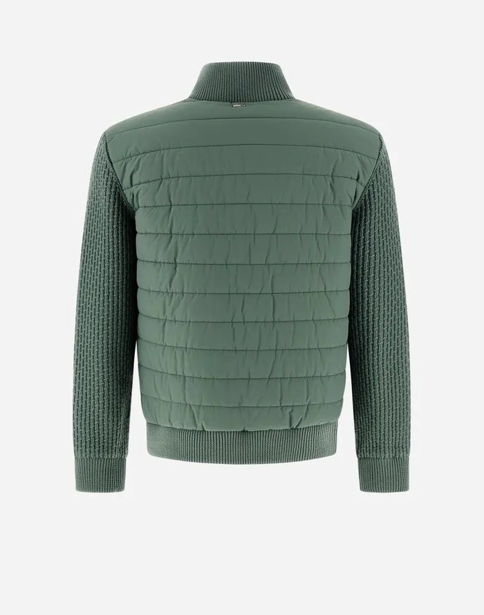 Herno RESORT BOMBER JACKET IN LIGHT NYLON STRETCH and KNIT Sage Men Bomber