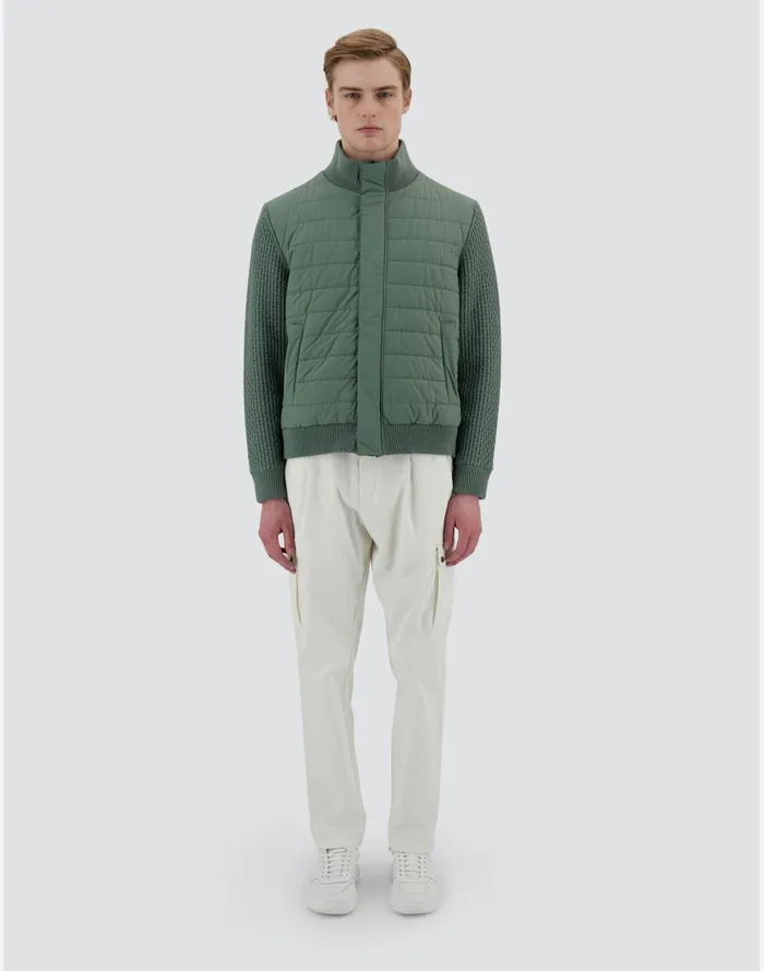 Herno RESORT BOMBER JACKET IN LIGHT NYLON STRETCH and KNIT Sage Men Bomber