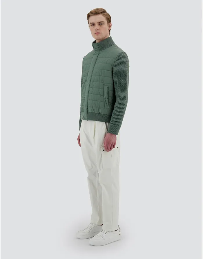 Herno RESORT BOMBER JACKET IN LIGHT NYLON STRETCH and KNIT Sage Men Bomber
