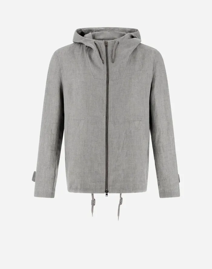 Herno RESORT JACKET IN NEW LINO Grey Men Parka and Jackets