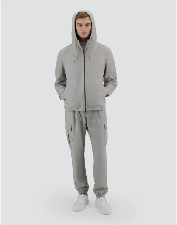 Herno RESORT JACKET IN NEW LINO Grey Men Parka and Jackets