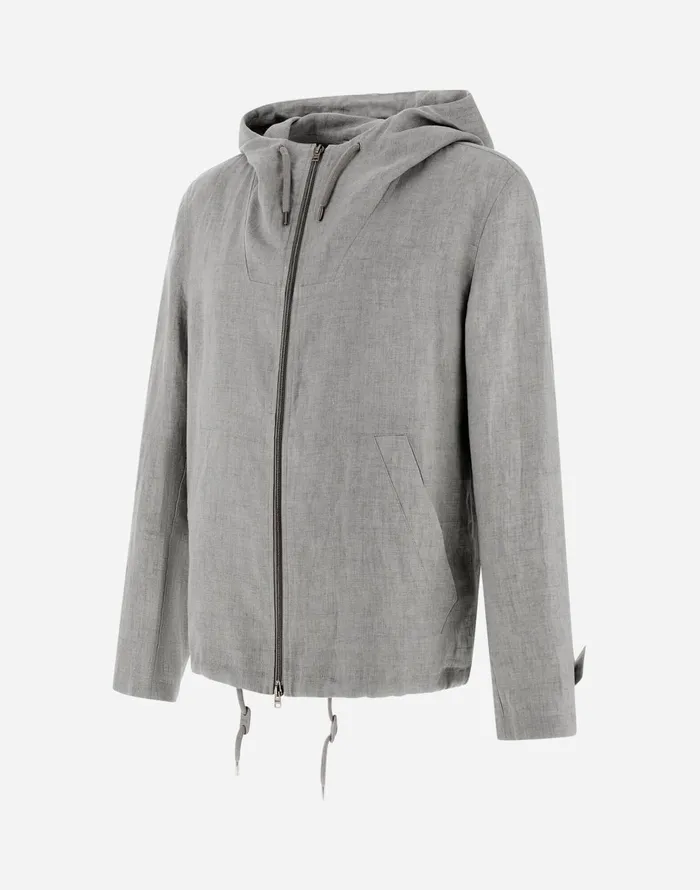 Herno RESORT JACKET IN NEW LINO Grey Men Parka and Jackets