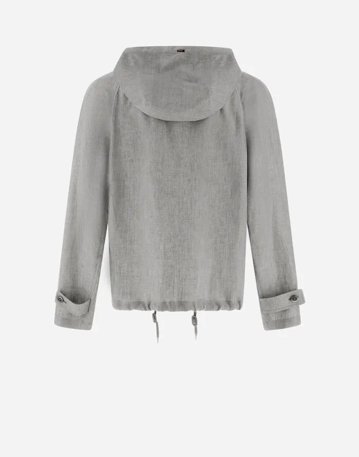 Herno RESORT JACKET IN NEW LINO Grey Men Parka and Jackets