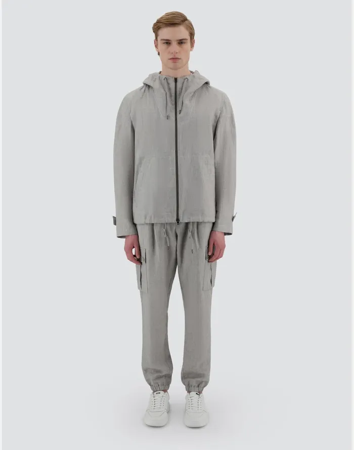 Herno RESORT JACKET IN NEW LINO Grey Men Parka and Jackets