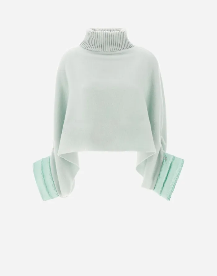 Herno RESORT PONCHO IN SOFT PONCHO and NYLON ULTRALIGHT Pastel Green Women AShape