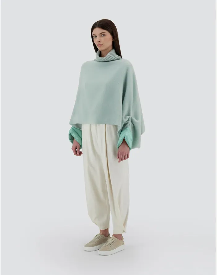 Herno RESORT PONCHO IN SOFT PONCHO and NYLON ULTRALIGHT Pastel Green Women AShape