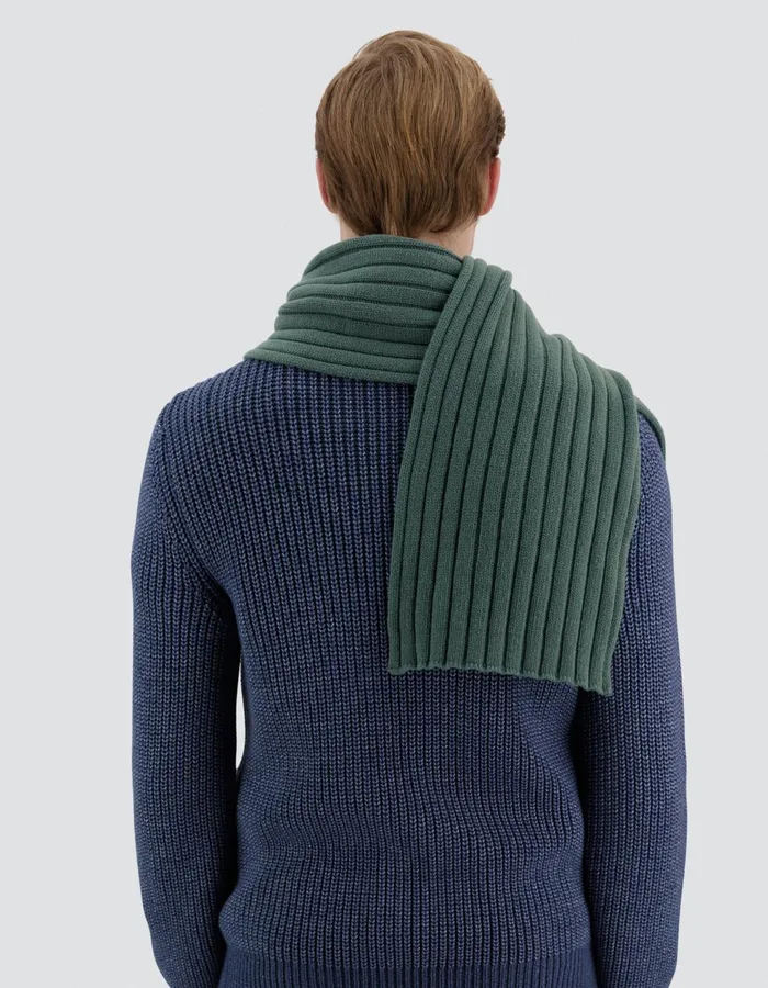 Herno RESORT SCARF IN INFINITY WOOL RIB Olive Green Men Scarves