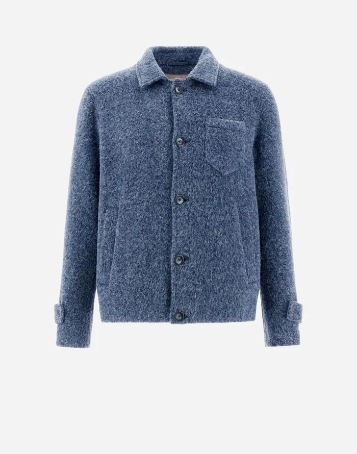 Herno RESORT SHIRT IN FOG WOOL Denim Men Shackets