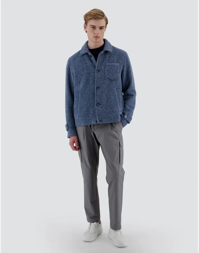 Herno RESORT SHIRT IN FOG WOOL Denim Men Shackets