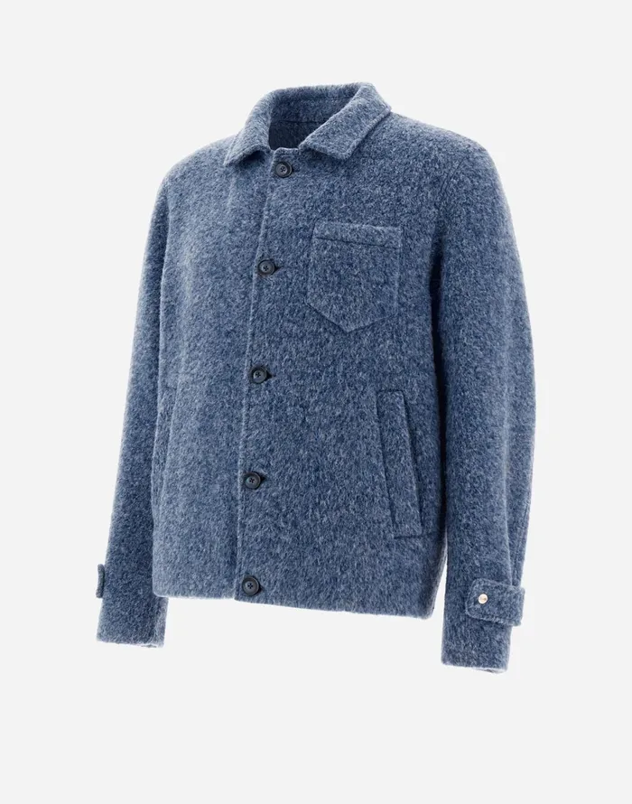 Herno RESORT SHIRT IN FOG WOOL Denim Men Shackets