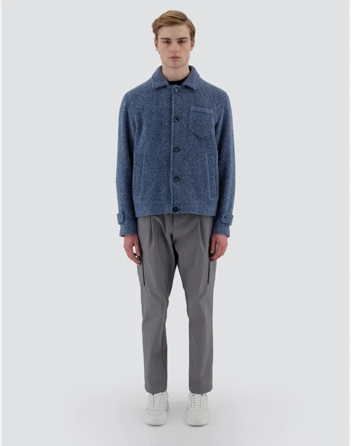 Herno RESORT SHIRT IN FOG WOOL Denim Men Shackets