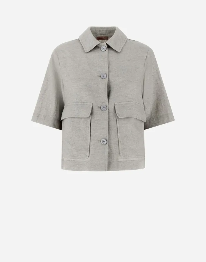 Herno RESORT SHIRT IN NEW LINO LUREX Light Grey Women Shirts