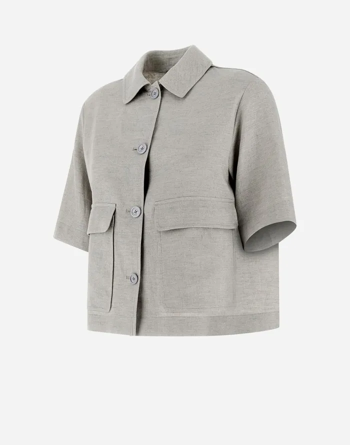 Herno RESORT SHIRT IN NEW LINO LUREX Light Grey Women Shirts