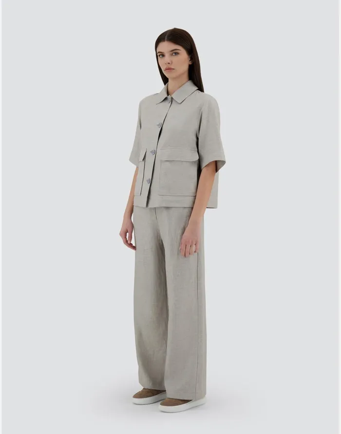 Herno RESORT SHIRT IN NEW LINO LUREX Light Grey Women Shirts