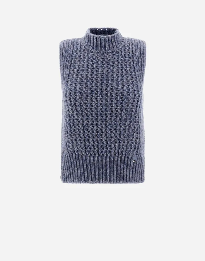 Herno RESORT WAISTCOAT IN NEVEGAL Air Force Blue Women Knitwear
