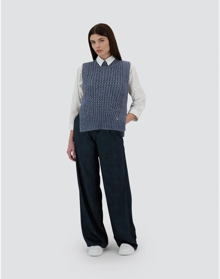 Herno RESORT WAISTCOAT IN NEVEGAL Air Force Blue Women Knitwear