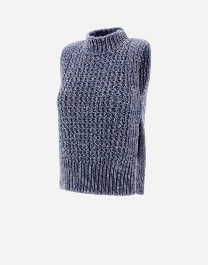 Herno RESORT WAISTCOAT IN NEVEGAL Air Force Blue Women Knitwear