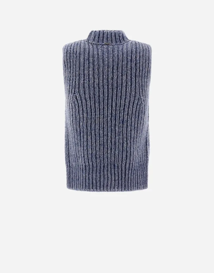 Herno RESORT WAISTCOAT IN NEVEGAL Air Force Blue Women Knitwear