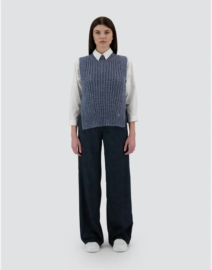 Herno RESORT WAISTCOAT IN NEVEGAL Air Force Blue Women Knitwear