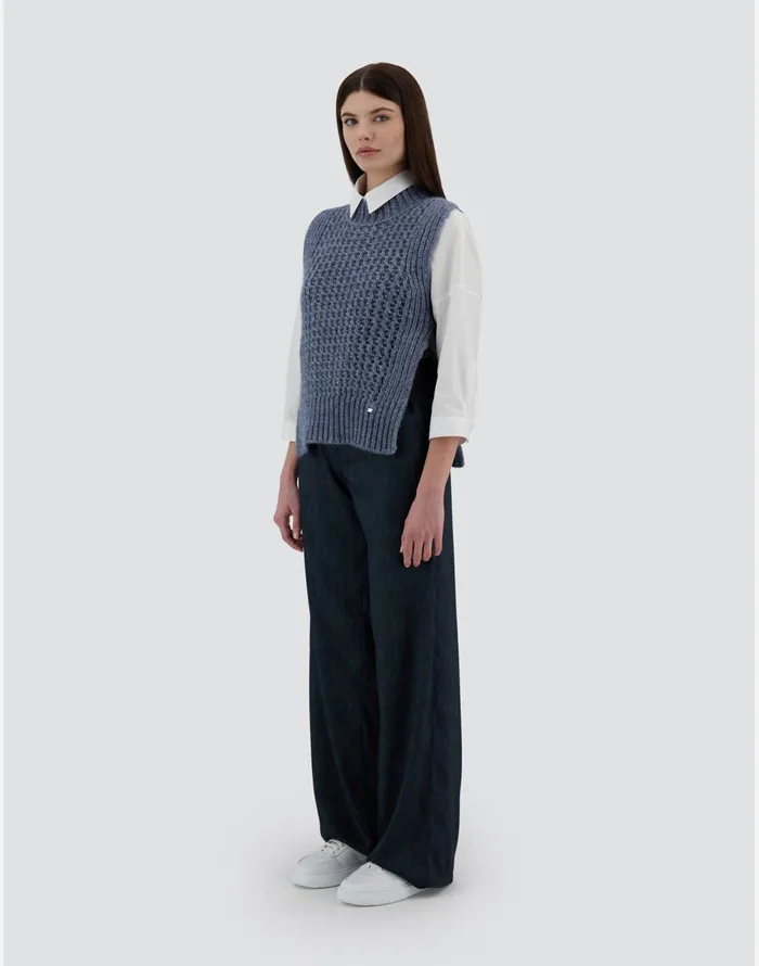 Herno RESORT WAISTCOAT IN NEVEGAL Air Force Blue Women Knitwear