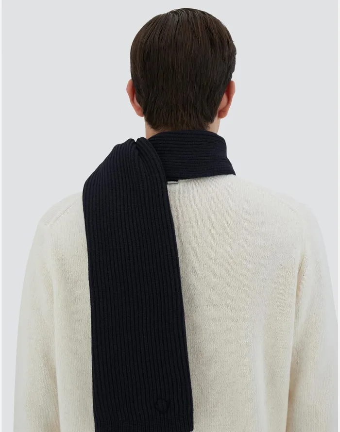 Herno SCARF IN ENDLESS RIB Dark Blue Men Scarves