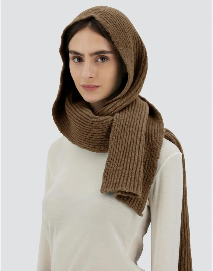 Herno SCARF IN PLAINALPACA WOOL Earthenware Women Scarves