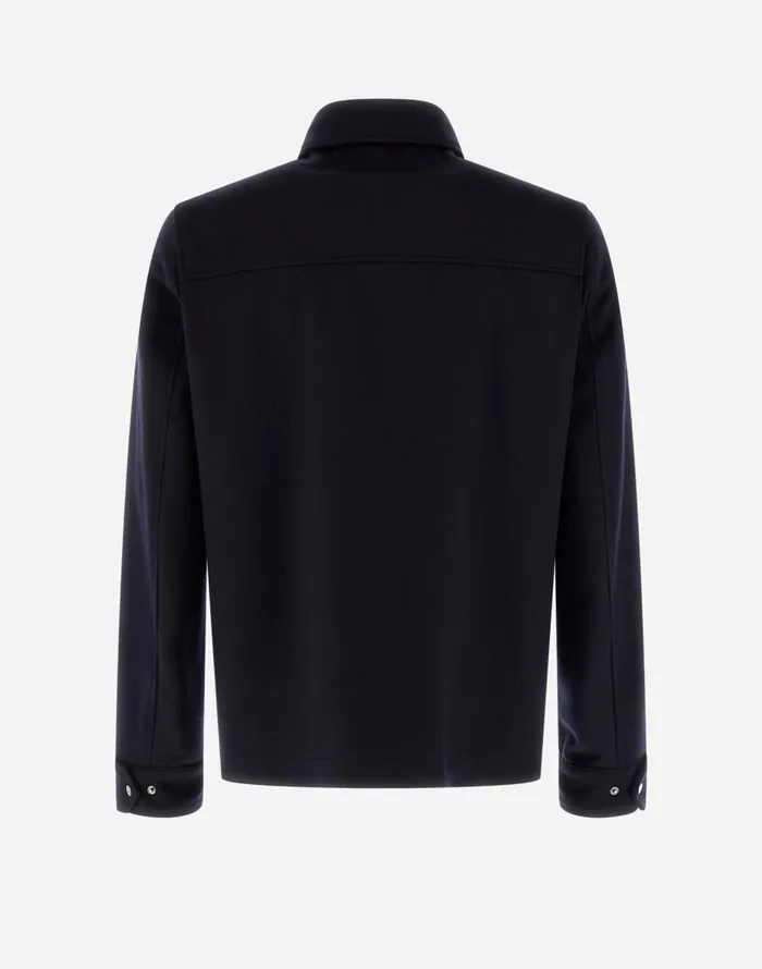 Herno SHIRT IN NEW WOOL CASHMERE Navy Blue Men Shackets