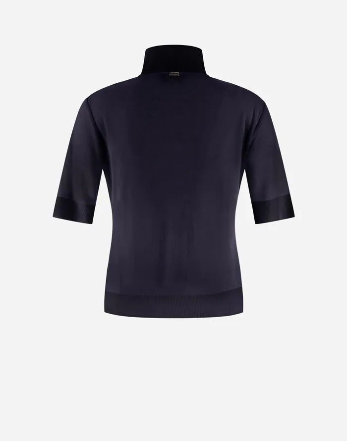 Herno SWEATER IN FINE WOOL JERSEY Navy Blue Women Sweaters and Cardigan