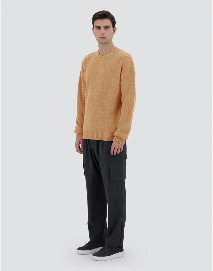 Herno SWEATER IN INFINITY HERRINGBONE WOOL Camel Men Knitwear