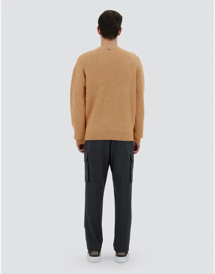 Herno SWEATER IN INFINITY HERRINGBONE WOOL Camel Men Knitwear
