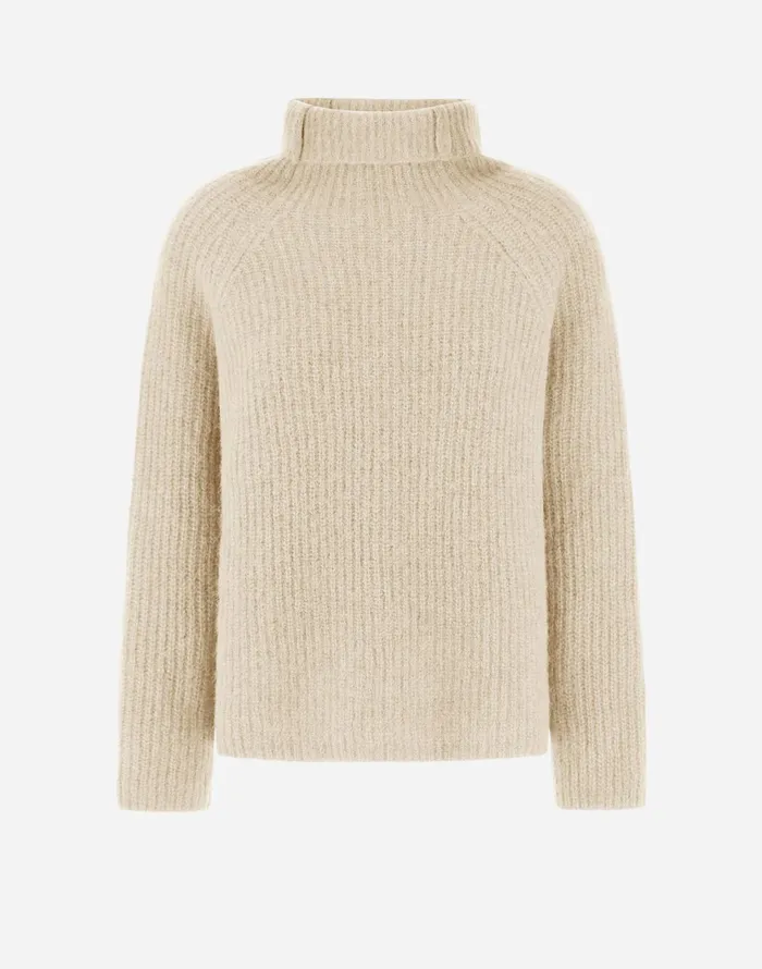 Herno SWEATER IN PLAINALPACA WOOL Cream Women Knitwear