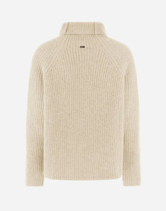 Herno SWEATER IN PLAINALPACA WOOL Cream Women Knitwear