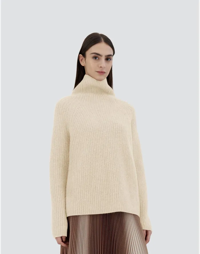 Herno SWEATER IN PLAINALPACA WOOL Cream Women Knitwear