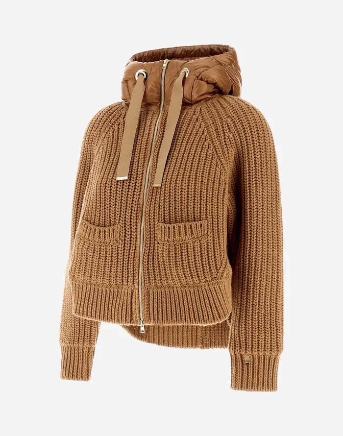 Herno SWEATSHIRT IN INFINITY WOOL AND NYLON ULTRALIGHT Camel Women Sweaters and Cardigan