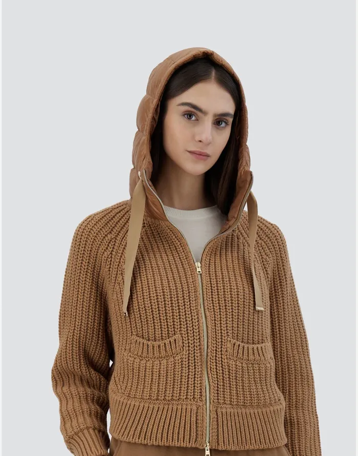 Herno SWEATSHIRT IN INFINITY WOOL AND NYLON ULTRALIGHT Camel Women Sweaters and Cardigan