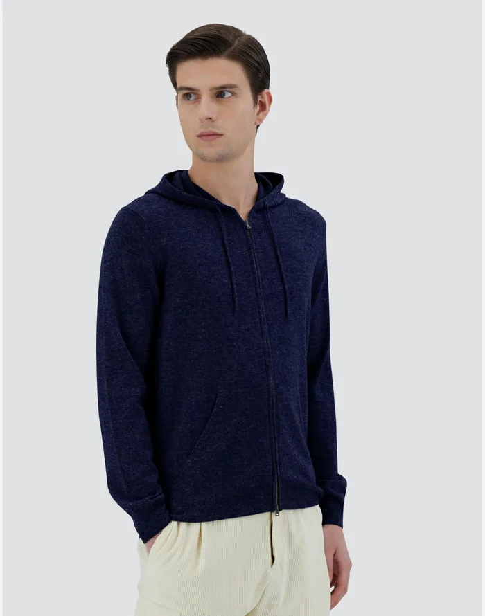 Herno SWEATSHIRT IN WOOL CASHMERE Navy Blue Men Knitwear
