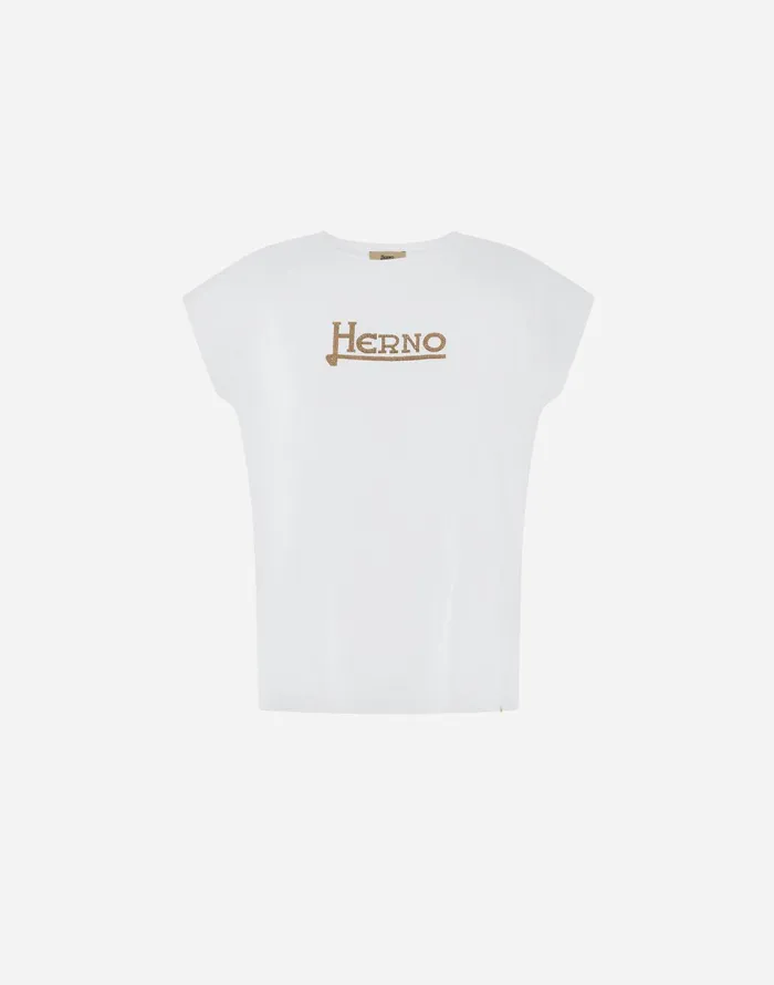 Herno TSHIRT IN INTERLOCKJERSEY Whitebrown Women Tshirts and Tops