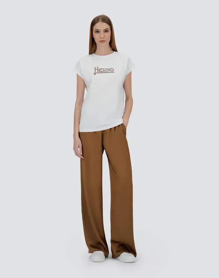 Herno TSHIRT IN INTERLOCKJERSEY Whitebrown Women Tshirts and Tops