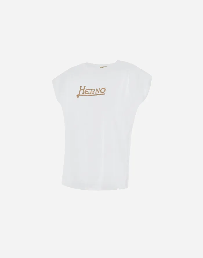 Herno TSHIRT IN INTERLOCKJERSEY Whitebrown Women Tshirts and Tops