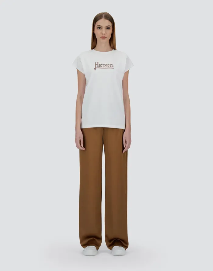 Herno TSHIRT IN INTERLOCKJERSEY Whitebrown Women Tshirts and Tops