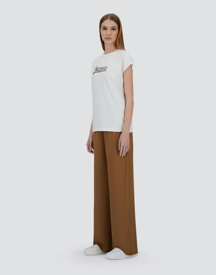 Herno TSHIRT IN INTERLOCKJERSEY Whitebrown Women Tshirts and Tops